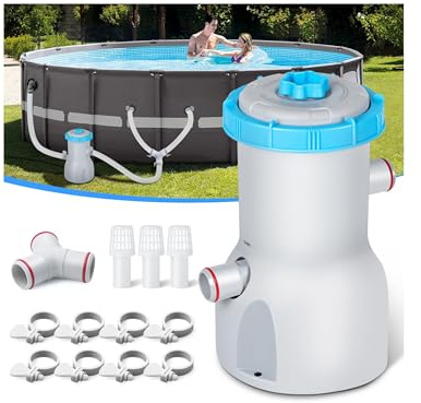 STREAMVOY 300 GPH Above Ground Pool Pump, Universal Cartridge Filter Pump for Intex Bestway Pools, Leak-Proof & Easy Maintenance Replacement Cartridge