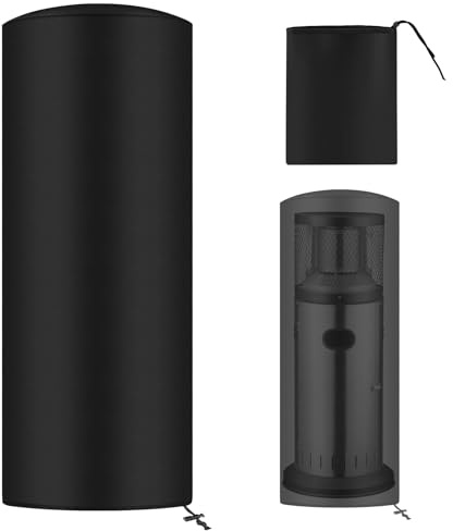 AOOWU Cubierta del Calentador a Prueba de Agua Patio, 210D Cubierta del Calentador de Gas De Tela Oxford con Cordón Ajustable, Resistente al Viento Cubierta del Calentador (50X50X120CM)