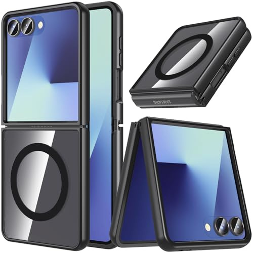 OWKEY für Samsung Galaxy Z Flip 7 Hülle, Magnetisch Samsung Flip 7 Hülle Kompatibel mit Magsafe,[Militärschutz Stoßfest] Handyhülle Samsung Z Flip 7 Case Dünn Outdoor Cover Schutzhülle, Schwarz