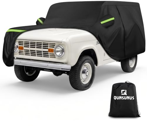 QUNSUNUS Car Cover for Land Rover Defender 90 1984-2016, Waterproof Car Covers with Cotton Lining, All Weather Cover with Straps and Zipper for Wind, Sun and Dust Protection