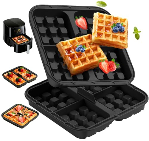 2 Piezas Molde de Silicona para Gofres de Air Fryer, Accesorios para gofreras para Freidoras de Aire 5-8L, Compatible ecotec COSORI 5,5L 6L, Philips 6,2L, Ninja 6,2L, Apto para Microondas y Horno