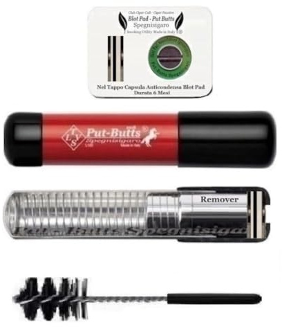 Put-Butts Spegnisigaro Made in Italy Mod. L100 - Meccanismo REMOVER, Tappo Telescopico con Visore, Estattore Capsula - Accessori Premium Portasigari Toscano, Toscanell - Colore Rosso Sport