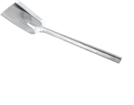Oniissy Pala de carbón para chimenea y barbacoa, herramienta de limpieza de ceniza con mango largo, construcción de hierro para uso en interiores, pieza de repuesto plateada duradera de 410 x 97 mm