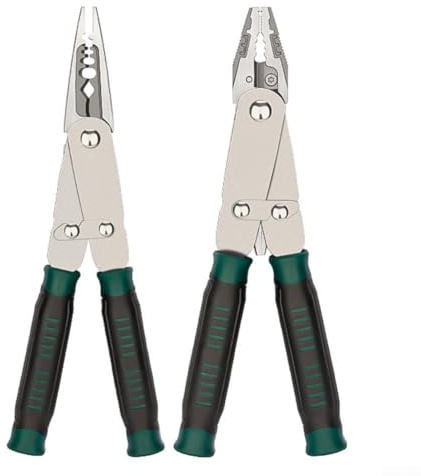 Pince multifonction à bec aiguille et à bec plat avec coupe-fil et plusieurs trous de dénudage, construction en alliage d'acier forgé pour plus de durabilité et de précision