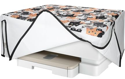 kwmobile Linen Printer Cover Compatible with HP Envy Inspire 7220e / Inspire 7255e Case - Cats Orange/Black/White