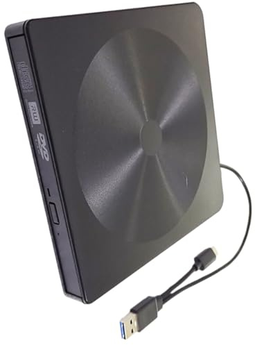 Ipetboom Unidad de DVD Externa Typec Interfaz USB 3.0 y Diseño Ultradelgado, Grabadora Multifunción para Portátil y Escritorio, Color Negro, Material Abs