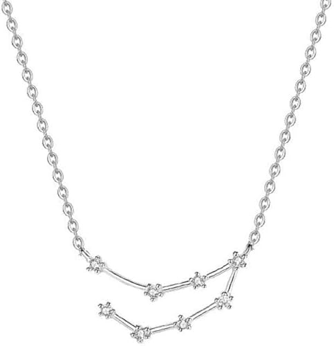 Silverhalsband För Kvinnor,Zodiac S925 Sterling Halsband Kvinnor Elegant Dam Constellation Zirconia Mönster Hänge Smycken Födelsedagspresent