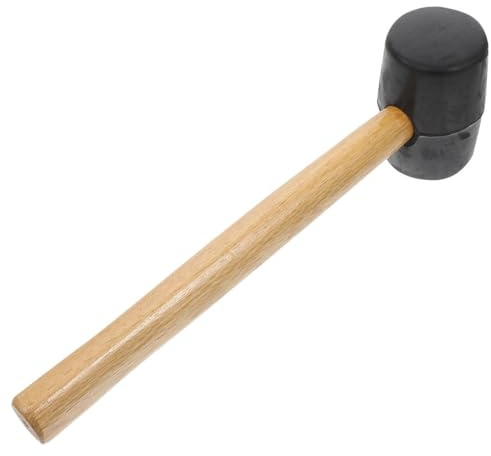 MALUGOGO Gummihammer mit Holzgriff, kleiner doppelseitiger Installationshammer für Tischlerei und Flieseneinstellung, leichtes Holzhammer Werkzeug für Holzbearbeitung und DIY-Projekte