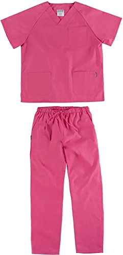 WORKTEAM Conjunto Sanitario Casaca y Pantalón, Tejido Ligero, Multibolsillos, Cuello Pico, Cintura Ajustable, Unisex