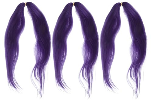 OUNONA 3pezzi Extension Capelli per Trecce Capelli Sintetici Pre-stirati Lunghe e Lisci Festival e Uso Quotidiano