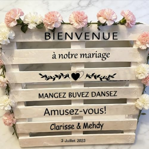Autocollants De Mariage Personnalisés, Autocollants En Vinyle Personnalisés For Panneaux Et Miroirs En Bois, Autocollants Muraux Imperméables Avec Texte Et Design Personnalisés, Décoration De Mariage