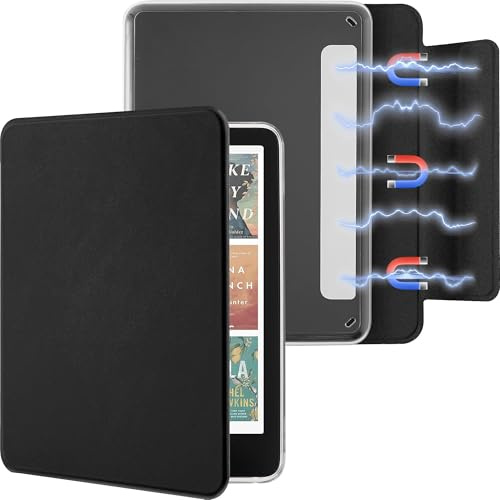 Litvana Abnehmbare Magnetische Hülle für 7 Kindle Paperwhite 12. Generation 2024 & Kindle Colorsoft 2024/2025, Schlanke PU Hülle mit automatischem Wake/Sleep, Schwarz