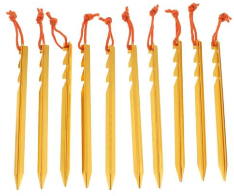 kesurpae Picchetti per Tende Resistenti in Lega di Alluminio, picchetti da, Set di Accessori da Campeggio con Cordino Antivento Regolabile e Custodia in Metallo per Tenda, telone, Riparo,
