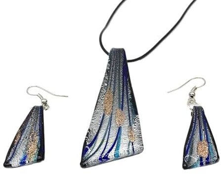 Retromålade guldsandglas Halsband och örhängen Set - Eleganta smycken for kvinnor