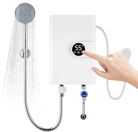 Chauffe-Eau Instantané Électrique | Appareil De Chauffage À Affichage Numérique | Appareil De Chauffage D'Eau Électrique Étanche - Pour Camping-Car Cuisine Salle De Bain Piscine Extérieur Intérieur