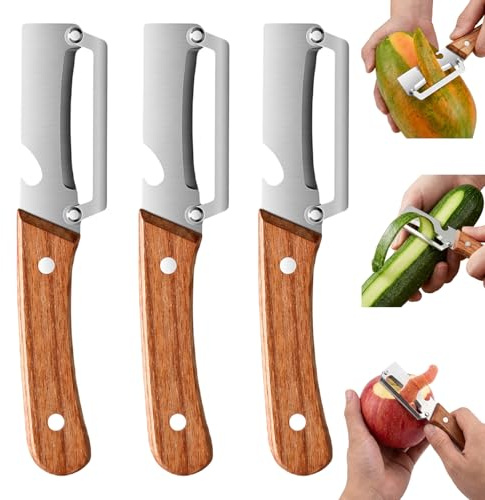 3 Stück julienne schneider, Edelstahl Gemüseschäler, scharfe gehärtete Klingen, ergonomischer rutschfester Griff, spülmaschinenfest, ideal Obst- und Gemüseverarbeitung in der Küche