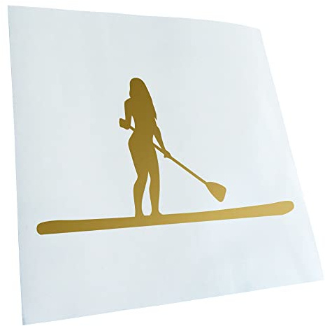 Kiwistar - Autoaufkleber - Stand Up Paddling Figur - Gold - 17,5x10cm - Heckscheibe Auto Aufkleber wetterfest für Kfz LKW Mofa Truck - Sticker außen selbstklebend Tuning Zubehör für Fenster Fahrzeug