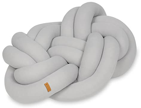 Velinda Knotenkissen Dekokissen Flechtkissen Sofakissen Zierkissen in Handarbeit 50x40cm (Muster: grau)