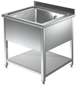 VM Europa - Gastro Spültisch mit Becken mittig - 70 x 70 cm - Freistehender Edelstahlspültisch ohne Abtropffläche - AISI 430 Edelstahl - Gastronomie Spüle Waschtisch Spülbecken Gastrospüle