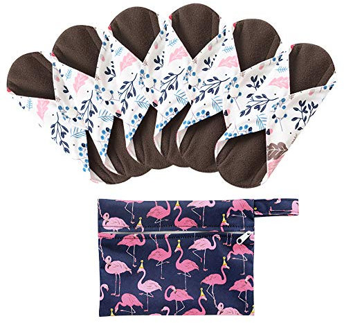 7 Stück/Set Waschbare/Wiederverwendbare Slipeinlagen mit Holzkohle Absorbency Menstruation-Pads Waschbare Stoffbinden, Wiederverwendbare Binden