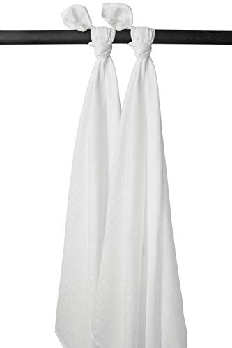 MEYCO Mullwindeln 2er Pack 120x120cm Musselin Stilltuch White | 100 % weiche Baumwolle - Oeko Tex zertifiziert - saugfähig, hautfreundlich & schnelltrocknend