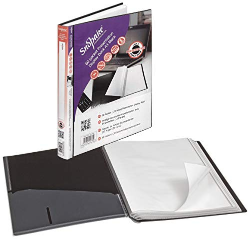 Snopake Raccoglitore per presentazioni, formato A4, 60 tasche, colore nero, confezione da 1 pezzo, rif: 15784