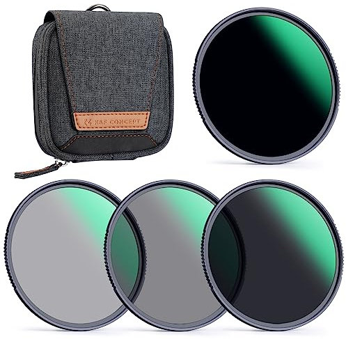 K&F CONCEPT Kit de Filtres Densité Neutre 72mm ND4 ND8 ND64 ND1000 Haute-définition Résistant à l'eau Anti-Rayures Antiréfléchissante pour Objectif Appareil Photo Reflex Numérique