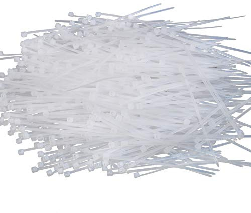 1000Pcs Cable Ties, Premium White Cable Zip Tie, 80mm x 3mm Tie Wraps | Strong Nylon Plastic, Self-Locking, Organize, Bundle, Secure, Home, Office, Models, Crafts