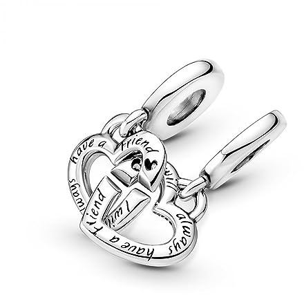 PANDORA Icons Ciondolo con scritta Sister a forma di cuore in argento Sterling con zirconia cubica trasparente
