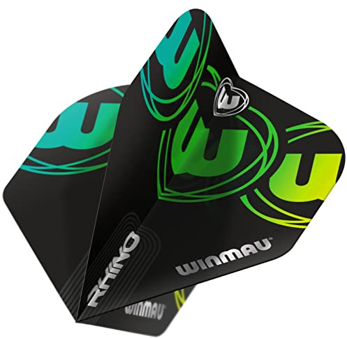 WINMAU Rhino Black & Green Extra Thick Dart Flights - 1 Satz pro Packung (Insgesamt 3 Flüge)