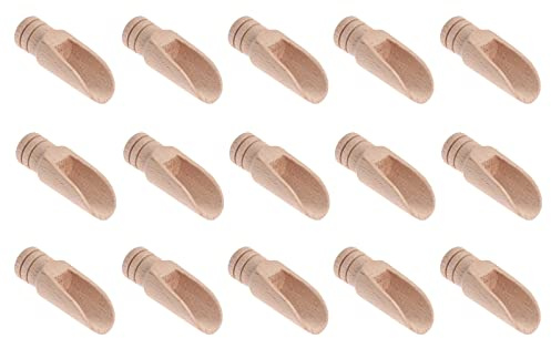 15 Stück Kleiner Holzlöffel, Gewürzschaufel, Salz Löffelchen Mini, Küchenutensilien, Gelten für Salz, Tee, Kaffee, Mehl(Braun)