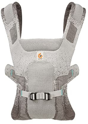 Ergobaby Aerloom Babytrage für Neugeborene bis zum Kleinkind, 3-Positionen Ergonomische Babybauchtrage Rückentrage Baby-Tragetasche aus Formaknit Material, Slate Grey