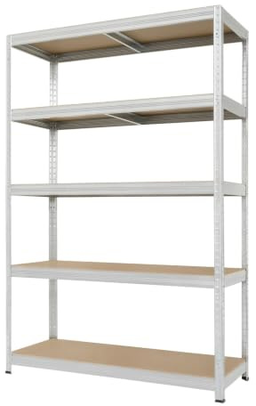 Steinbock Schwerlastregal Typ M+ | HxBxT 180 x 120 x 60 cm | verzinkt | 750 kg Tragkraft | Steckregal mit 5 Böden á 150 kg Fachlast | Fachbodenregal | Metallregal | Made in EU