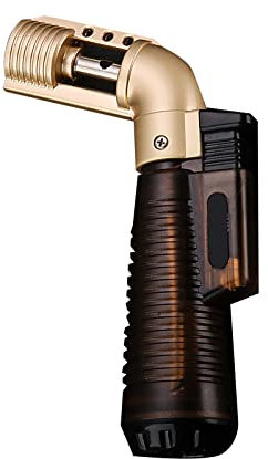 Lighter Gasfeuerzeug, Jetflamme Sturmfeuerzeug, Nachfüllbar, Einstellbare Jetflame Gasfeuerzeug (ohne Gas) für Kamin, Grill, Ofen, Feuerwerk,Brown,45 * 103mm