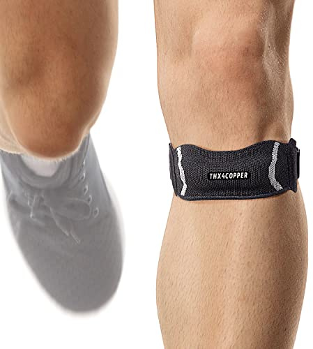 Thx4COPPER Rodilleras para Rodilla, Rodillera para el tendón rotuliano, suave y transpirable, con ajustable, para mujeres y hombres, para voleibol (negro, 1 unidad)