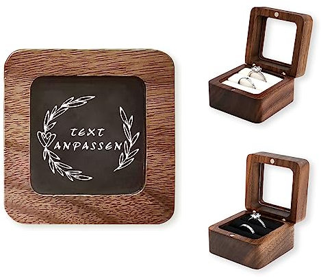 LAIFU Hölzerne Ring Box Personalisierte Ring Box Mit Text und Design für Vorschlag Hochzeit Verlobung