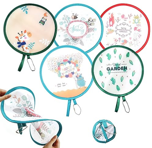 MIVAIUN 6 Stück Faltbare Runde Hand Fächer, Traditioneller Faltbarer Fächer, Japanische Faltfächer, Faltfächer Tragbarer, Schöne Dekoration, für Hochzeit Dekoration, Party