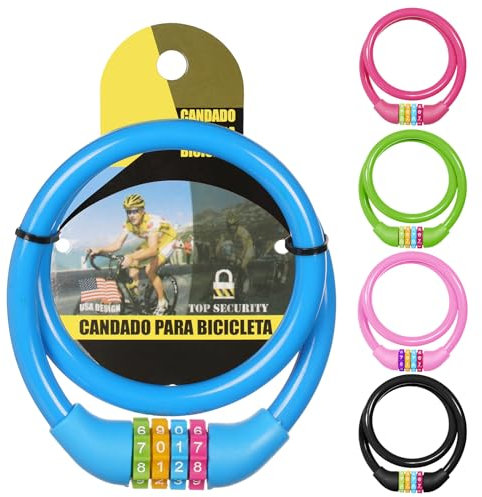 Ainiv 4-Digit Password Bicycle Lock, 65cm Portable Anti Theft Bike Lock with Resettable Combinations for Bike, Motorbike, Scooter, Skateboard, Gate, Fence (Blue)