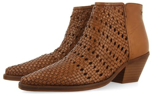 Stivali Cowboy Intrecciati Tacco Pelle Livonia