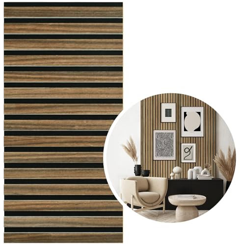 Alishomtll Akustikpaneel Selbstklebend 8 Stück, 3D Akustikplatten 30x60x1.8 cm, Hoher Dichte Polyester Akustik-Wandpaneele, Schalldämmung Panel Schallabsorber für Wand Wohnzimmer Zuhause, Walnuss