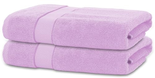 BANANALU 2 Badetücher 70x140 cm 100% Baumwolle Badetuch Duschtuch Lila Flieder