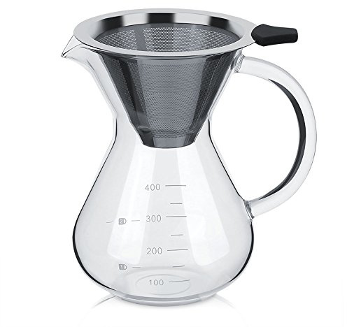 Lybunair Cafetera de Goteo Manual de Vidrio Olla con Filtro con Escala para Uso en el hogar de Oficina, 400 ml