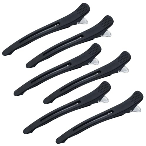 6 Pezzi forcine per capelli, Antiscivolo fermagli per capelli,mollette capelli donna,mollette capelli con Banda in Silicone,senza Piega hair clip,Mollette Capelli a Becco D'anatra(Nero)