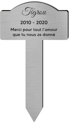 DECOHO - Plaque funeraire Personnalisable pour Animaux - Plaque commémorative avec Piquet - Gravure Laser Durable - 4 Lignes de Texte 100 - Or