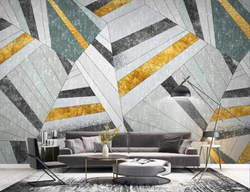 CLVIUJLBKLKSDD Fotomurales Tapiz Fotográfico 3D Papel Pintado Abstracto Simple Con Motivo Geométrico Dorado 150x105cm Papel Pintado Decoración de la pared del Dormitorio de la Sala de Estar Moderna