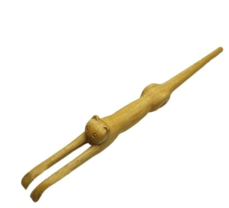Rascador de espalda de madera - Rascador de espalda de animales | Rascador de espalda con forma de gato de mango largo de tilo para aliviar la picazón | Rascador de espalda de madera extensib