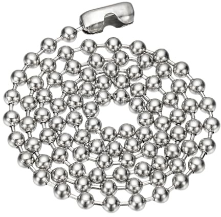 PATIKIL silverfärgat pärlhalsband, titanstål 8 mm pärlhalsband Y2K punk halsband för kvinnor och män smyckesgåva, längd 45 cm