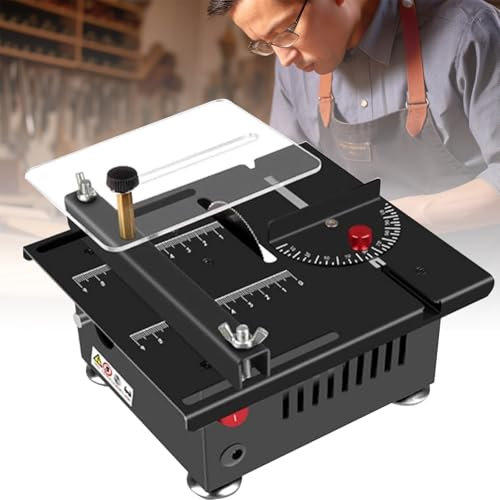 JJENXYYDS Sierra de Mesa Mini,Sierra de Banco para Pasatiempos de 100 W,portátil elevable para Cortar Madera,Profundidad de Corte Ajustable,para Manualidades,Modelos de Bricolaje Hechos a Mano