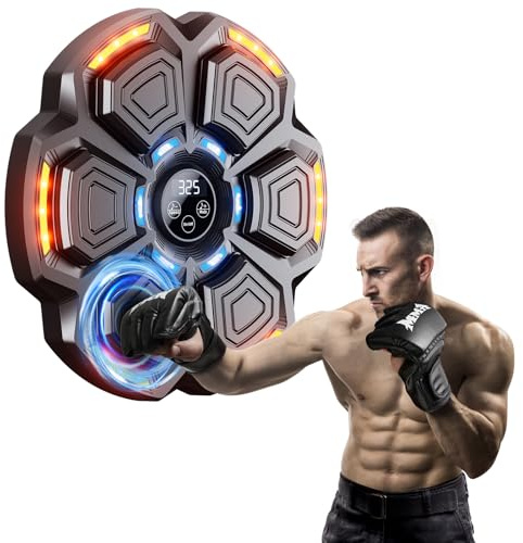 CRECAD Music Boxing Machine für Erwachsene - Bluetooth Elektronische Boxmaschine mit Musik Boxen mit Boxhandschuhen - LED Licht Musikboxing Maschine mit 9 Geschwindigkeitsmodi und Zählmodus