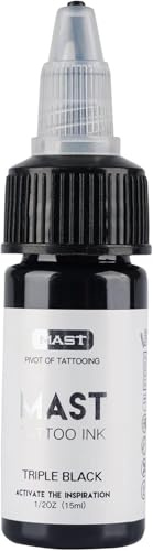 Mast 1oz Tätowierfarbe Triple Black Color Premium Pro Tinte | Pro Tattoo Tinte Flasche 30ml, Veganfreundliches Pigment, Für Lining Und Shading